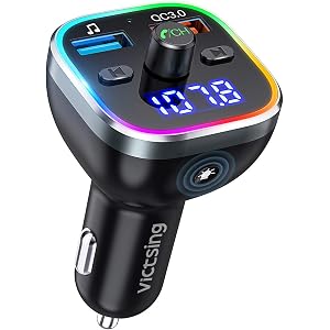 FMトランスミッター Bluetooth5.0 高音質 QC3.0急速充電 車載FMトランスミッター 車載充電器 2ポー…