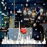 Amaonm Happy New Year 2017 Paris Eiffel Tower and White Town Christmas Party Wall Stickers Home Baby