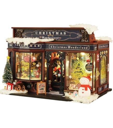 Amazon.co.jp: Auyyhuiクリスマスミニチュアドールハウスキット（木製