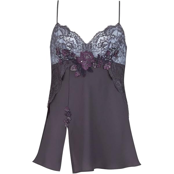 サルート フラワー刺繍キャミソール パープル L サルート フラワー刺繍キャミソール パープル L Salute 花柄刺繍