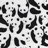 【綿二重ガーゼ・ダブルガーゼ プリント】パンダらけ(Wガーゼ ヴァージョン) 1m単位で切り売りいたします (ホワイト系)