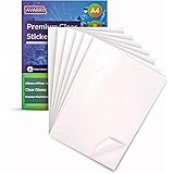 Avarrix Australia Printable Vinyl Sticker Paper for Inkjet & Laser Printer, Frosted Clear Glossy, 10 Sheets, A4 Size, Glossy 
