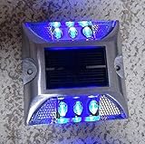 ソーラー2×3LED★点滅/青色★光センサー自動点滅道路鋲誘導灯防水防圧 アルミ合金省エネ