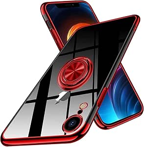 ３ Sakula iPhone XR 対応 保護リング メ 対応 レッド 93 iPhone XR ケース リング付き クリア 赤 アイフォンxr カバー リング