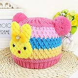 ベビー キッズ 赤ちゃん ニット帽子 ボンボン付き 防寒 保温 帽子 2017 新製品 pink
