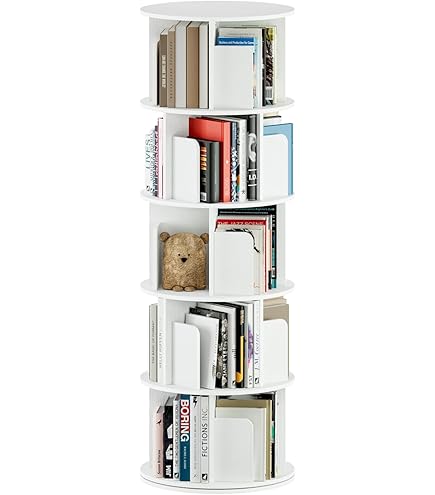 Amazon｜APPOLYN本棚 回転式本棚 4段 直径40CM*高さ128CM A4紙