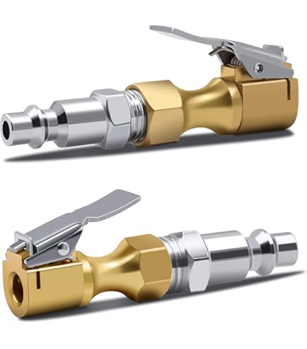 Hrwfnty 2-Pack Ball Foot Air Chuck Set – 1/4 NPT Closed Flow Tire Inflator Nozzle, 300 PSI, Quick Connect