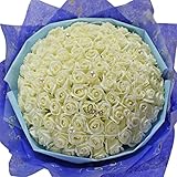 99本のバラ ソープフラワー 石鹸素材のお花 シャボンフラワー 特大 ブーケ 記念日 誕生日 プレゼント ギフト S-070 (ホワイト)