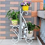 ヨーロッパスタイルのアイアンフラワーラックマルチレイヤー屋内および屋外の植物棚バルコニーリビングルームフラワーポットディスプレイスタンドフロアタイプ ( 色 : 白 )