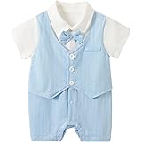 Mum&nny フォーマル ロンパース 半袖 ベビー服 男の子 蝶ネクタイ付き 春 夏 0-24ヶ月 お宮参り