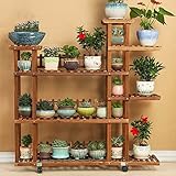 Plant shelf 木製フラワーラックソリッドウッドフラワーラックマルチレイヤーフロアポットディスプレイスタンドバルコニーリビングルーム多機能盆栽フレーム Flower racks ( 色 : B
