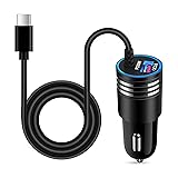 ANNIBER カーチャージャー USB Type-Cケーブル付き(1m）シガー充電器 (PD+QC)2ポート 48W急速充電 USB増設 タイプC一体型車載充電器（12V・24V車対応） 車usbソケット タイプCケーブル シガーUSB車用 iPhone 16/15（pro/plus/pro max）Andriod/iPad/Macbook対応