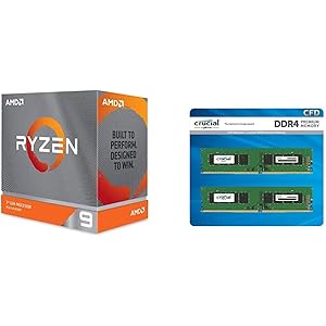 AMD Ryzen 9 3950X, without cooler 3.8GHz 16コア / 32スレッド 【国内正規代理店品】100-100000051WOF + CFD販売 デスクトップPC用メモリ PC4-21300(DDR4-2666) 8GB×2枚 288pin (無期限保証)(Crucial by Micron) W4U2666CM-8G