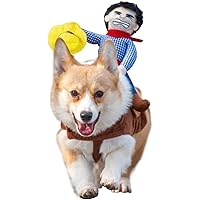 ISMARTEN Pet Costume Dog Costume Clothes Pet Outfit Suit Cowboy Rider Style with Doll and Hat Pet Costume (S)