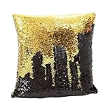 Yukunda 2色リバーシブルスパンコールマーメイド枕カバー16×16 inch