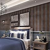 (ハンメロ)HANMEROリビング 部屋 ふすま diy リフォーム用おしゃれなストライプ壁紙 のりなし はがせる ビニールクロス 1ロール（53cm×10m） ブラウン