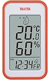 タニタ(Tanita) 温湿度計 デジタル オレンジ TT-559 OR 壁掛け 時計付き 卓上 マグネット