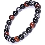Red Green Blue Tiger Eye Hematite Stretch Bracelet 8MM Quadruple Protection Bracelet Natural Gemstone Bracelet 7.5IN Healing 