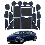 プリウス 60系 専用 ドアポケットマット トヨタ 専用 新型プリウス 60系 (2023年1月～) ポケットマット ラテックス 騒音防止 滑り止め 洗える アクセサリー 内装パーツ 簡単取付 19枚セット (ブルー)