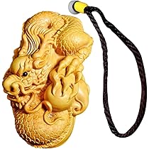 Amazon.co.jp: 木製ドラゴンペンダント、ストラップ付き 龍の置物 竜 