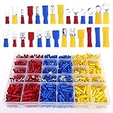 Glarks 1260pcs 22-16 / 16-14 / 12-10 Gauge Mixed Quick Disconnect Electrical Insulated Butt Bullet S