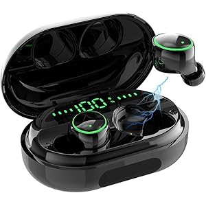 Bluetooth イヤホン ワイヤレスイヤホン Bluetooth 5.0 LEDディスプレイ Hi-Fi 高音質 最新Bluetooth5.0+EDR搭載 6Dステレオサウンド 完全ワイヤレス イヤホン 自動ペアリング ブルートゥース イヤホン ノイズキャンセリング&AAC対応 左右分離型 Siri対応 音量調整可能 超大容量充電ケース付き 電池残量インジケーター付き iPhone/ipad/Android適用 (ブラック)