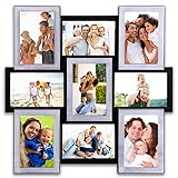 Hello Laura – 9開口部18 " x 18 "フォトソケット壁吊りフォトフレーム、6 " x 4 " x 9、ブラック& Sliverエッジ|ギャラリースタイル