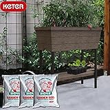 KETER　Urban bloomr アーバンブルーマー栽培セット　ブラウン (スタンド植木鉢 高床式 菜園 プランター 家庭菜園キット ケター ケーター 野菜 ベジタブル 土 土セット）