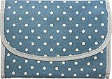 ポーチェ(pouche) 母子手帳ケース ジャバラ 水玉キャンバス小 (クラシックブルー)