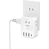 USB-C コンセント タップ 電源タップ USB-C付き TESSAN 3個AC口 3個USB-Aポート 1個Type-Cポート 蛸足 分岐 充電器 直挿しマルチタップ 雷ガード付 小型軽量 日本国内でのみ使用可能