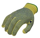 G and F 1670XL Cut Resistant Work Gloves, 100-Percent Kevlar Knit Work Gloves, double-side PVC Dotte