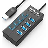 Wavlink USB3.0 ハブ 4ポート USB3.0高速ハブ 5Gbps USB 3.0 HUB 20CM ケーブル 独立スイッチ付 軽量・コンパクト