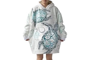 Sleepwish Wearable Blanket Kids Christmas Oversized Sherpa Hoodies Sweatshirt Adults Fleece Blankets Lightweight Blue Sea Turtle Stylish Hooded Blankets for Women and Men