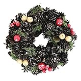 彩か SAIKA クリスマスリース S 黒 ブラック インテリア用 玄関飾り クール CXO-194Sbk  Wreath-Bloom pinecone S Black