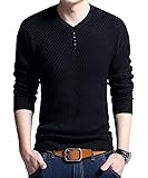 [meryueru(メリュエル)] フェイクボタン Vネック カットソー シンプル デザイン 長袖 すっきり シルエット メンズ