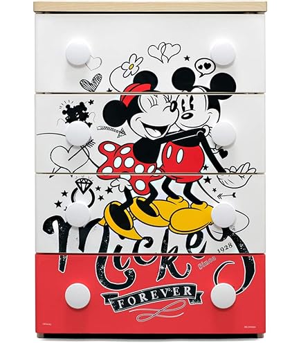 ベルメゾン★DISNEYミッキー5段チェスト 樹脂チェスト「ミッキー＆フレンズ」（ディズニー リビングダイニング