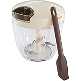 Bunbun Chopper Spatula Set, Chopper, Washable Lid (Bunbun Chopper 5S, Enhanced Edition, Spatula Set (Brown))