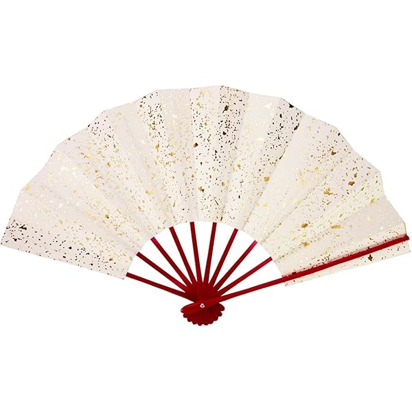Amazon.co.jp: [花かげ] 舞扇子 愛 1526 白パール地 桜 金 9寸5分 白竹