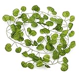 amzmonnsuta　2.3メートルの人工アイビーブドウプラスチックフェイク緑の葉のガーランド家の庭の装飾