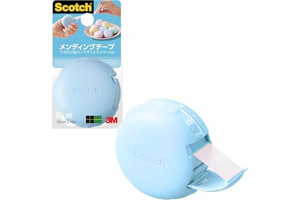 3M スコッチ メンディングテープ マカロン型 テープディスペンサー ブルー 810 MCR-BL 18mm×30m