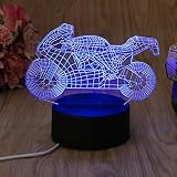 3dランプ部屋ベッドルーム装飾Illusionナイトライト、liyudl Motorcycleマルチ7色変更USBケーブルLEDデスクテーブルライトホーム装飾A Great Gift Idea For