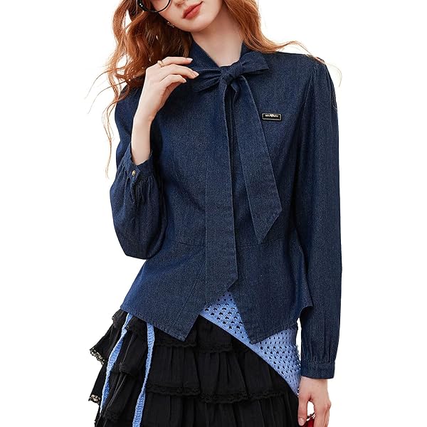 Amazon | [神戸レタス] デニムトップス シャツ ブラウス ノースリ 