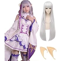 エミリア　Re:ゼロ　ハロウィン　コスプレ　ワンピース　衣装　白　Emilia Amazon.co.jp: MOMOcos エミリア コスプレ 衣装【ウィッグ付き
