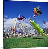Alberto Biscaroプレミアムシックラップカンバスウォールアートプリント題名カリフォルニア、サンディエゴ、Kites at Seaport村 30" x 30" 2042726_24_30x