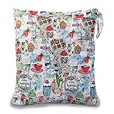 iZivベビー防水再利用可能 ウェットとドライ おむつバッグポーチダブルジッパー印刷おむつ袋(アイスクリーム)