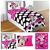 Disney Minnie Mouse Complete Bedding Comforter Set with Plush Blanket and Pillow - Full [並行輸入品]