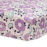 Zoe Purple Floral Print Fitted Crib Sheet by The Peanut Shell by The Peanut Shell