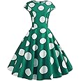 [dress Foreted] 水玉柄 ワンピース ドレス レディース 半袖 1950 年代 Aライン カクテル 結婚式 パーティー ドレス 洋服 着痩せ レトロワンピース ロカビリー 膝丈 Oネック 50年代 二次会 ドット スイングワンピース ビ