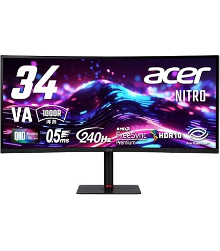 Amazon.co.jp: Acer Nitro 湾曲 34インチ ウルトラワイド 非光沢 UWQHD
