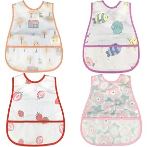stshell 食事用エプロン よだれかけ ビブ ベビービブ スタイ スーパービブ ベビー防水よだれかけ サイズ調整可能…